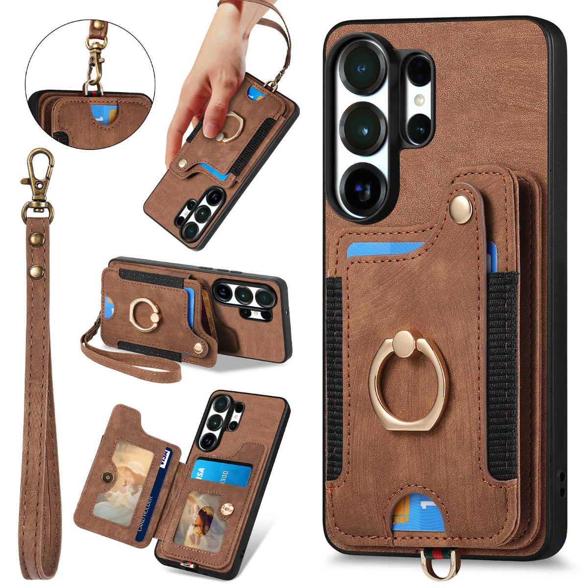 Leather Wallet Card Holder Phone Cover - Чехол для телефона Samsung S26 Ultra