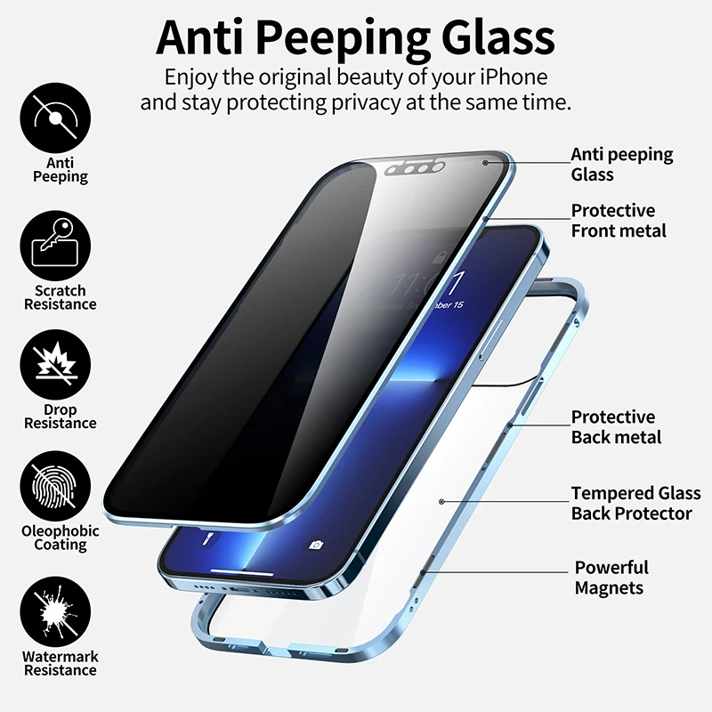 Магнитный чехол из закаленного – обзор и цена Anti Spy Privacy Glass Case