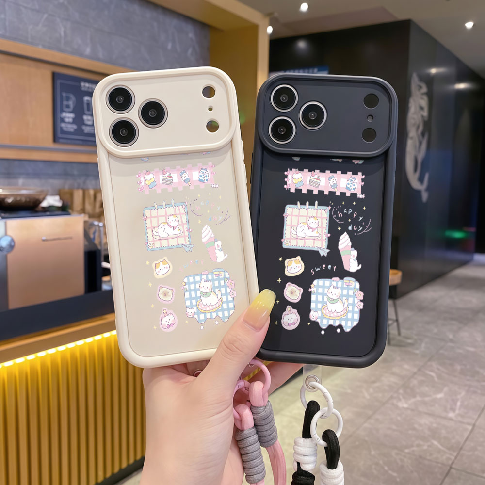 Чехол для телефона с ремешком  – обзор и цена Cute Cartoon Wrist Strap Silicone Case