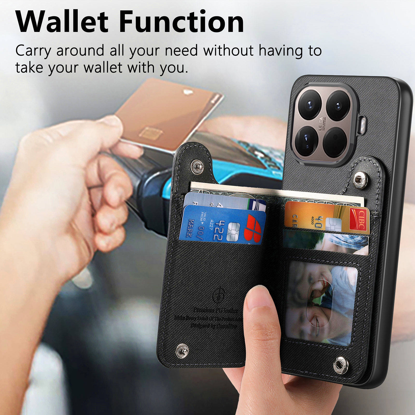 Кожаный чехол-кошелек на молни – обзор и цена Leather Wallet Card Holder Phone Cover