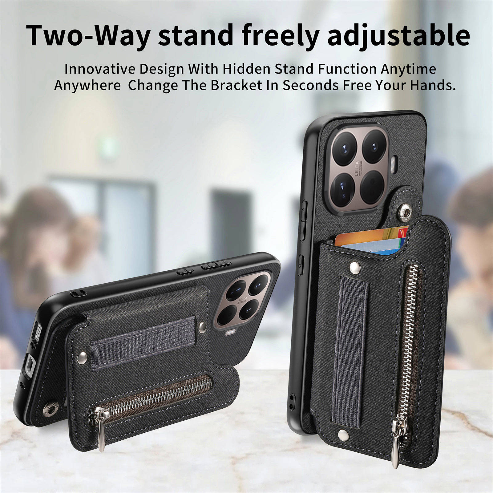 Кожаный чехол-кошелек на молни – обзор и цена Leather Wallet Card Holder Phone Cover