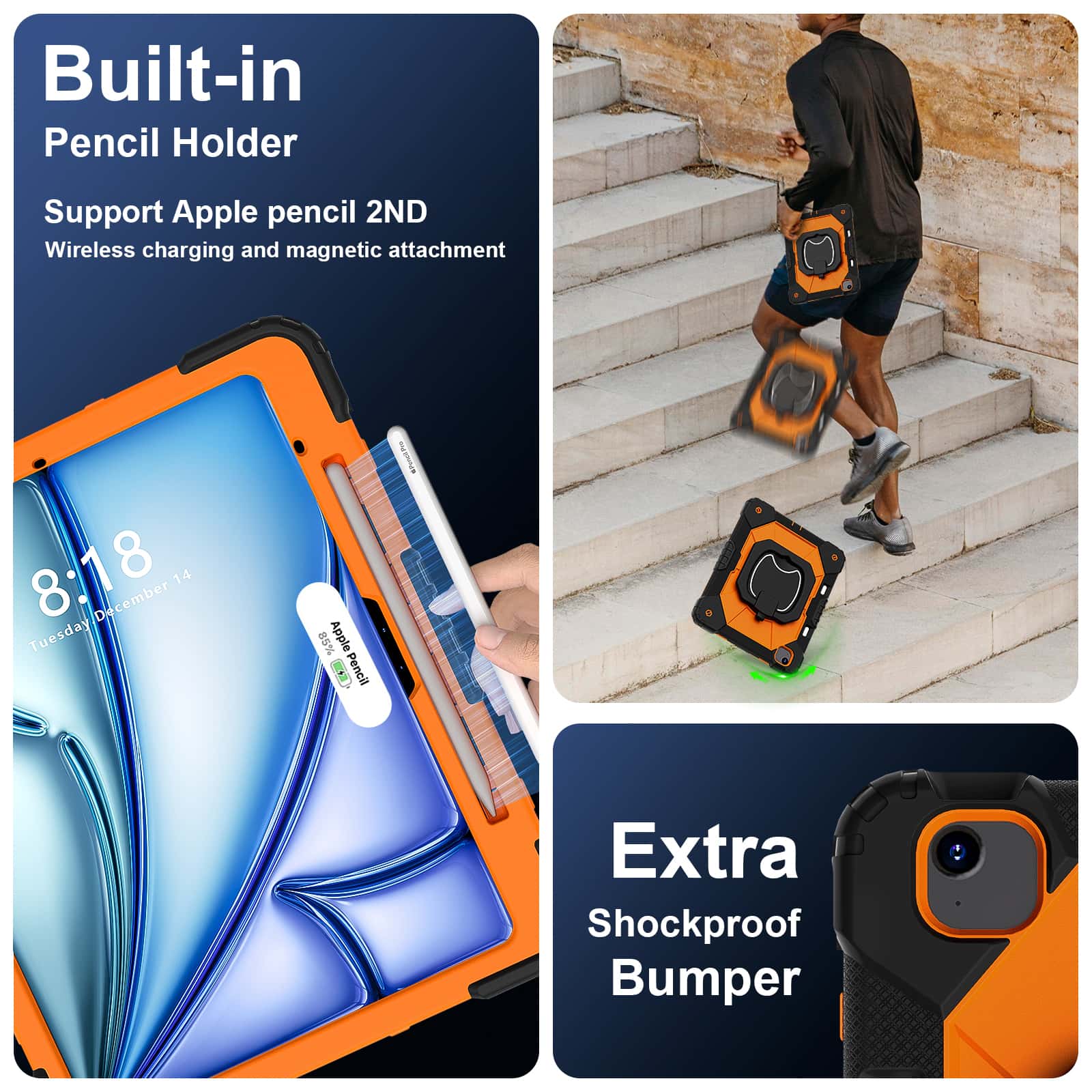Чехол для iPad Pro 13 M5, Air  – обзор и цена Heavy Duty 360 Full Body Protective Case